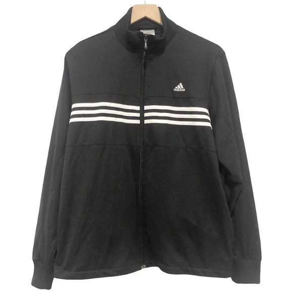 Adidas black three stripe full zip track jacket Men’s XL - Picture 1 of 9